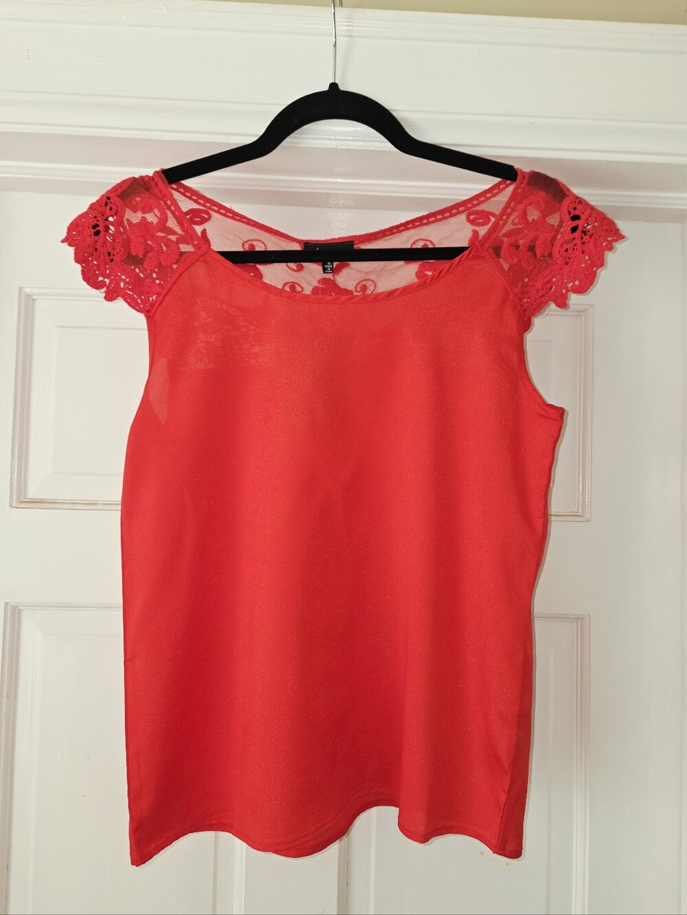 NWT Love J Red Lace Cap Sleeve Blouse Top - S
